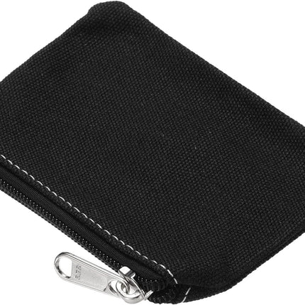 3" x 5" Coin Purse Pouch, 2 Pack Change Purses Small Organizer Bags with Zipper Canvas for Home, Black White -