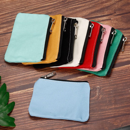 3" x 5" Coin Purse Pouch, 2 Pack Change Purses Small Organizer Bags with Zipper Canvas for Home, Black White -