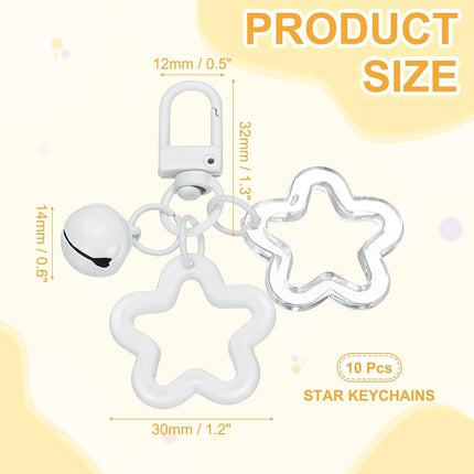 Star Keychain, Cute Keychain Charms Bulk Stars Bell Bag Key Ring for Women Leather Handbags White -