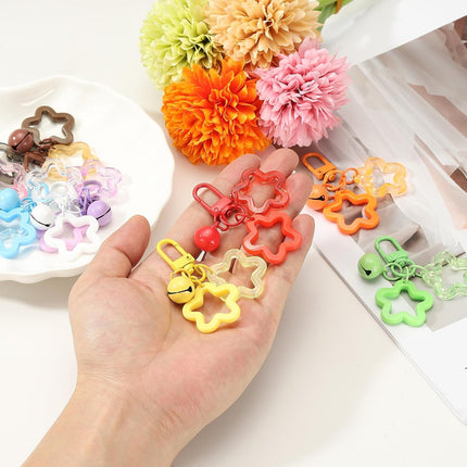 Star Keychain, Cute Keychain Charms Bulk Stars Bell Bag Key Ring for Women Leather Handbags White -