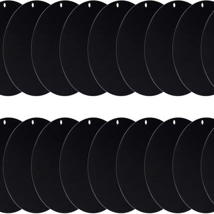 Acrylic Circle Blanks 4 Inch, 20 Pack Round Clear Disc Ornaments with Hole for DIY Keychain Project Crafting, Black Inch