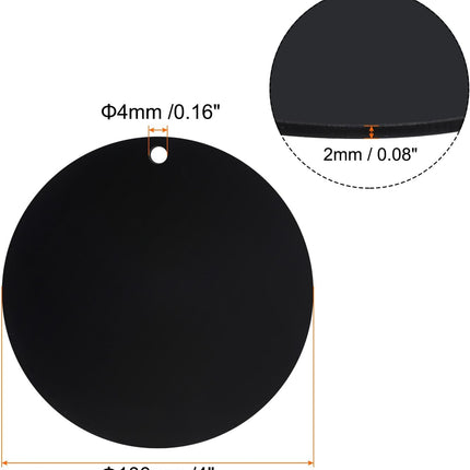 Acrylic Circle Blanks 4 Inch, 20 Pack Round Clear Disc Ornaments with Hole for DIY Keychain Project Crafting, Black Inch