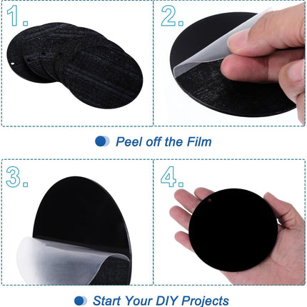 Acrylic Circle Blanks 4 Inch, 20 Pack Round Clear Disc Ornaments with Hole for DIY Keychain Project Crafting, Black Inch