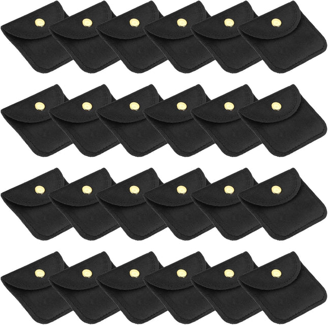 3x3 Inch Velvet Jewelry Pouches 24 Pcs Packaging Gift Bags with Snap Button for Bracelet Necklace Rings