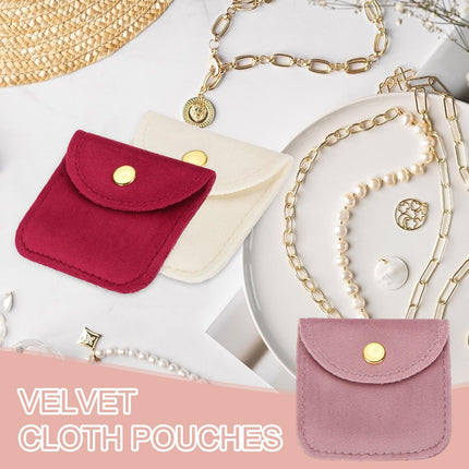 3x3 Inch Velvet Jewelry Pouches, 24 Pcs Packaging Gift Bags with Snap Button for Bracelet Necklace Rings Watch, Black -