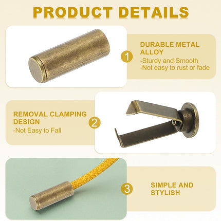 Shoe Lace Tips, Zinc Alloy Shoelace Head Cylindrical Tips Cords End Replacement for Shoestring Bronze -