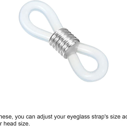 Eyeglass Chain Connector, Adjustable Anti Slip Silicone Rubber Strap Holder End Loop for Eyeglasses Sunglasses Silver -