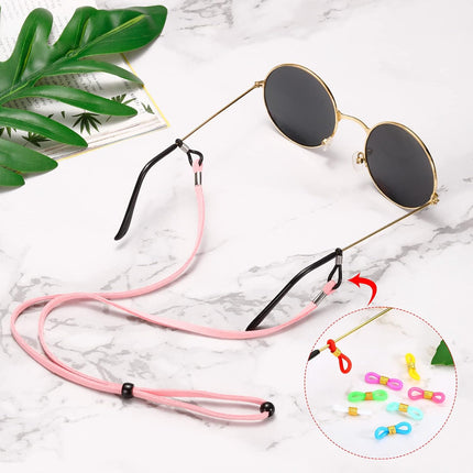 Eyeglass Chain Connector, Adjustable Anti Slip Silicone Rubber Strap Holder End Loop for Eyeglasses Sunglasses Silver -