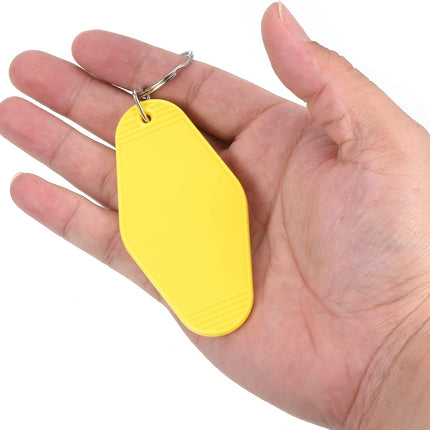 Vintage Motel Keychain, Hotel Keychains Key Tag Bright Yellow -