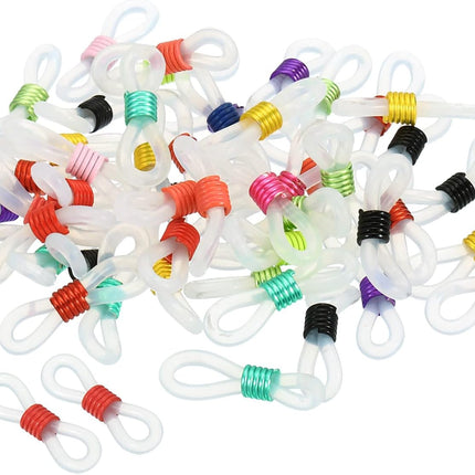 Eyeglass Chain Connector, 50 Pack Adjustable Anti Slip Silicone Rubber Strap Holder End Loop for Women Men Eyeglasses Sunglasses, Mixed Colors -