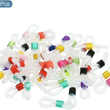 Eyeglass Chain Connector, 50 Pack Adjustable Anti Slip Silicone Rubber Strap Holder End Loop for Women Men Eyeglasses Sunglasses, Mixed Colors -