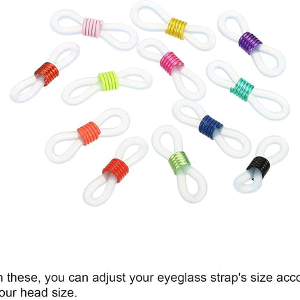 Eyeglass Chain Connector, 50 Pack Adjustable Anti Slip Silicone Rubber Strap Holder End Loop for Women Men Eyeglasses Sunglasses, Mixed Colors -