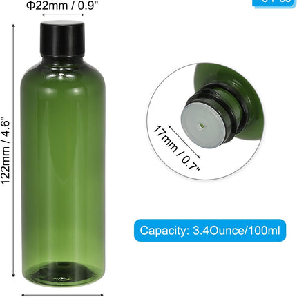 Travel Bottles with Screw Cap, 6 Pcs 3.4Oz(100ml) Leak Proof Refillable Empty Dispenser Container Squeeze Bottle PP Lid for Shampoo Toiletries Lotion Cream, Green -