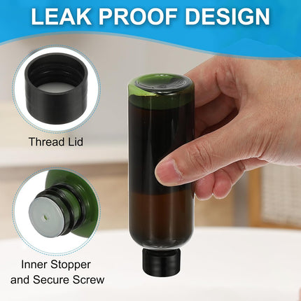 Travel Bottles with Screw Cap, 6 Pcs 3.4Oz(100ml) Leak Proof Refillable Empty Dispenser Container Squeeze Bottle PP Lid for Shampoo Toiletries Lotion Cream, Green -