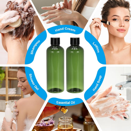 Travel Bottles with Screw Cap, 6 Pcs 3.4Oz(100ml) Leak Proof Refillable Empty Dispenser Container Squeeze Bottle PP Lid for Shampoo Toiletries Lotion Cream, Green -