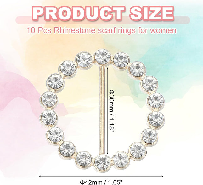 Silk Scarf Ring Clip Bling Rhinestone T-Shirt Clips Tie Waist Knotted Buckle Rings Metal Circle – product detail