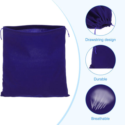 Large Velvet Bags With Drawstrings, 3 Pack 14 x Inch Hair Dryer Bag Treat Dust Hotel Storage for Travel Luggage Packing, Deep Blue -