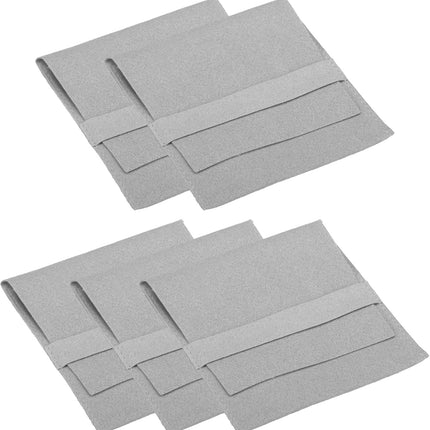 10x10cm Jewelry Pouches with Band, 5 Pack Microfiber Portable Soft Storage for Necklace Bracelet Earring Watch Rings Brooch, Light Grey