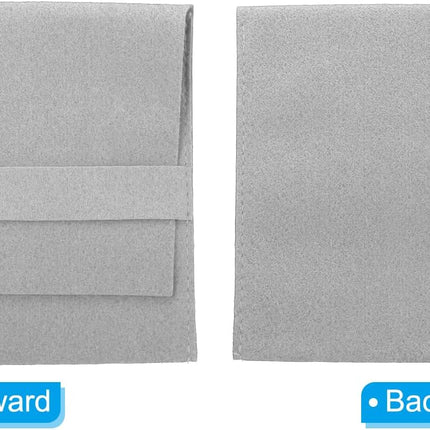 10x10cm Jewelry Pouches with Band, 5 Pack Microfiber Portable Soft Storage for Necklace Bracelet Earring Watch Rings Brooch, Light Grey