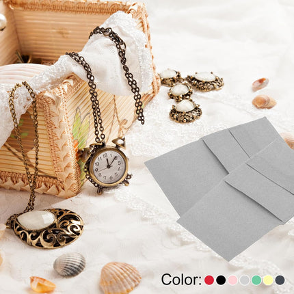 10x10cm Jewelry Pouches with Band, 5 Pack Microfiber Portable Soft Storage for Necklace Bracelet Earring Watch Rings Brooch, Light Grey