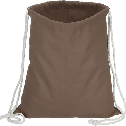 Cotton Drawstring Bags, Backpack Foldable Sports Gym Bags for Women Men Trip, Brown -