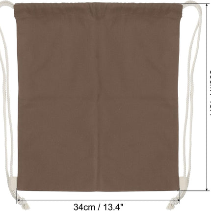 Cotton Drawstring Bags, Backpack Foldable Sports Gym Bags for Women Men Trip, Brown -