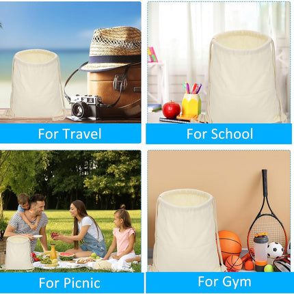 Cotton Drawstring Bags, Backpack Foldable Sports Gym Bags for Women Men Trip, Brown -