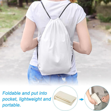 Cotton Drawstring Bags, Backpack Foldable Sports Gym Bags for Women Men Trip, Brown -