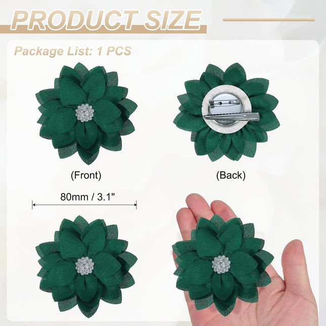 Flower Brooch Pins Satin Fabric Artificial Crystal Lotus Elegant Brooches Pin Clips Large for Women – product detail