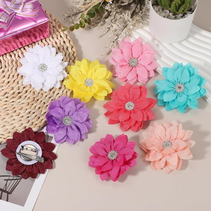 Flower Brooch, Pins Satin Fabric Artificial Crystal Lotus Elegant Brooches Pin Clips Large for Women Clothes Wedding Handmade Floral Banquet Dark Green -