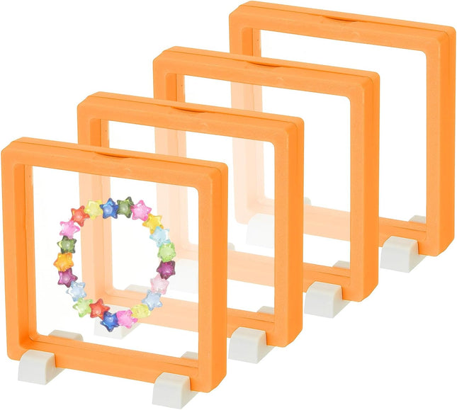 4Pcs Floating Display Case 4.3 Inch Jewelry Case Stand Challenge Coin Holder Frames Transparent