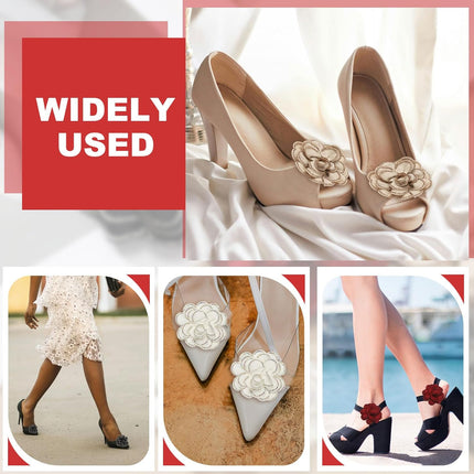 Decorative Shoe Clips, Removable Bow Clip Flower Rhinestone Charms for Women Dress High Heels Accessories Black 3 Inch