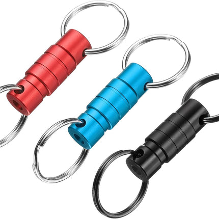 Quick Release Keychain, Detachable Pull Apart Key Rings Clip Spring Split Snap Separate Keychains Lock Holder Wine Red Blue -