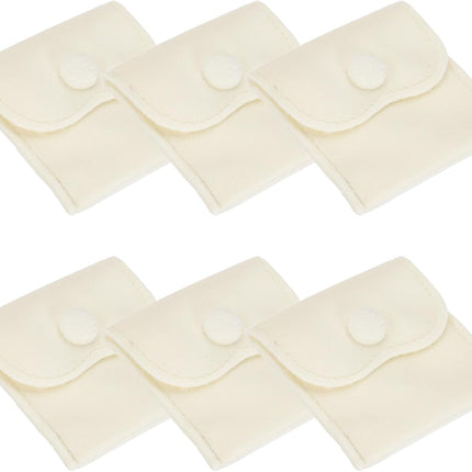 3x3 Inch Velvet Jewelry Pouches, 6 Pcs Packaging Gift Bags with Snap Button for Bracelet Necklace Rings Watch, Beige