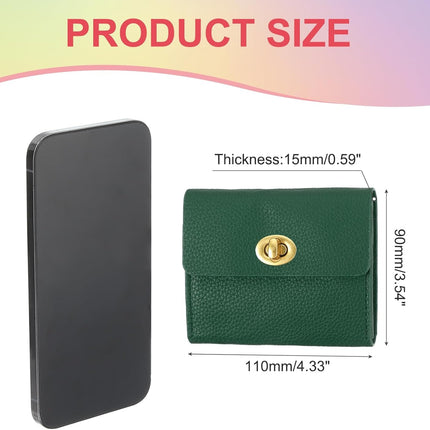 Small Leather Wallets for Women with Metal Buckle, Stylish Card Holder Wallet Case Coin Purse Cash Business Men and Women, Dark Green -