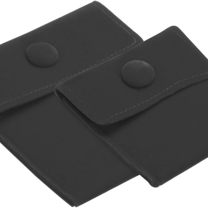 Jewelry Pouch, 2 Pack Soft Velvet Pouches with Snap Button Portable Storage for Rings Necklace Bracelet Earring Watch, Black(3x3, 4x4) Black -