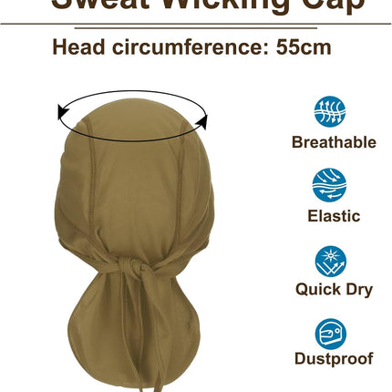 Sweat Wicking Cap, Skull Cap Football for Men Dew Rags Breathable Cooling Helmet Liner Bandana Cycling Brown -