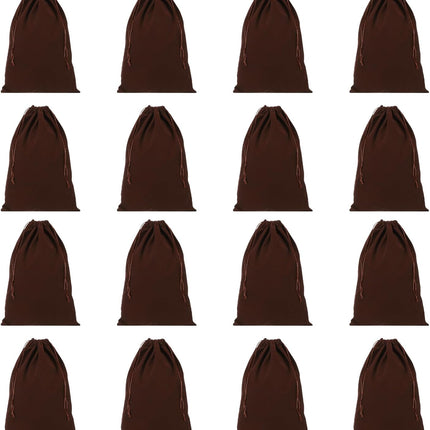 Shoe Dust Bag, 16 Pack Duster Flannel Shoes Pouch with Drawstring Washable Breathable Travel Bags for Home Luggage Storage, 12x17" Brown -