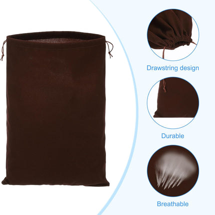 Shoe Dust Bag, 16 Pack Duster Flannel Shoes Pouch with Drawstring Washable Breathable Travel Bags for Home Luggage Storage, 12x17" Brown -