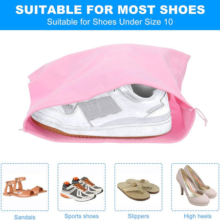 Shoe Dust Bag, 16 Pack Duster Flannel Shoes Pouch with Drawstring Washable Breathable Travel Bags for Home Luggage Storage, 12x17" Brown -