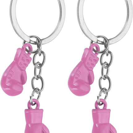 Boxing Keychain, Mini Cute Gloves Key Chain Sport Pendant Rings Bag Backpack Decor Pink -