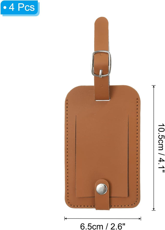 4 Pack Luggage Bag Tags PU Leather Suitcase Name Tags with Snap Travel Label Identifier Privacy Protection – product detail