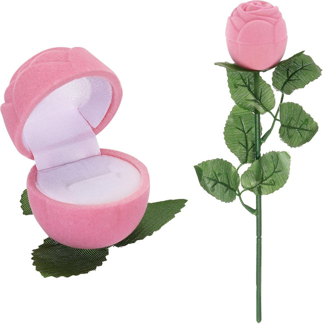 Rose Ring Box Shape Romantic Engagement Box Flower Velvet Rings Jewellery for Wedding Proposal Valentine's