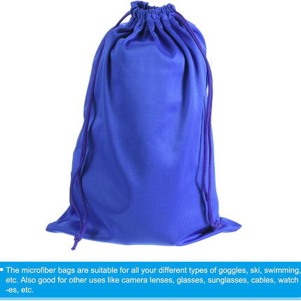 Ski Goggle Bag, Microfiber Snow Goggles Case Cover Soft Storage Sleeve Drawstring Pouch Blue -