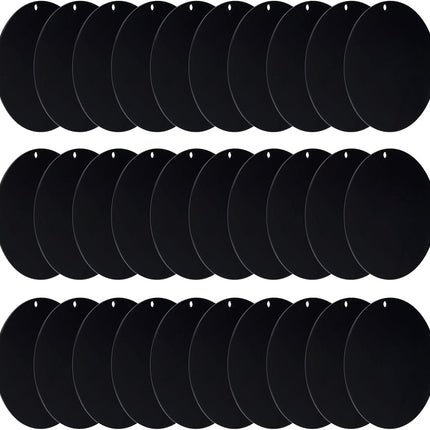 Acrylic Circle Blanks 3 Inch, 30 Pack Round Clear Disc Ornaments with Hole for DIY Keychain Project Crafting, Black Inch