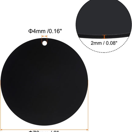 Acrylic Circle Blanks 3 Inch, 30 Pack Round Clear Disc Ornaments with Hole for DIY Keychain Project Crafting, Black Inch