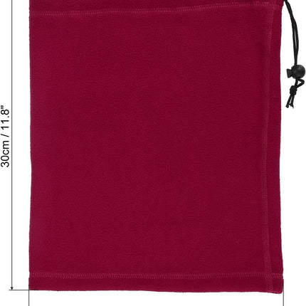 Winter Neck Warmer, Drawstring Warm Face Scarf Covering Windproof Gaiter for Men Women Wine Red -
