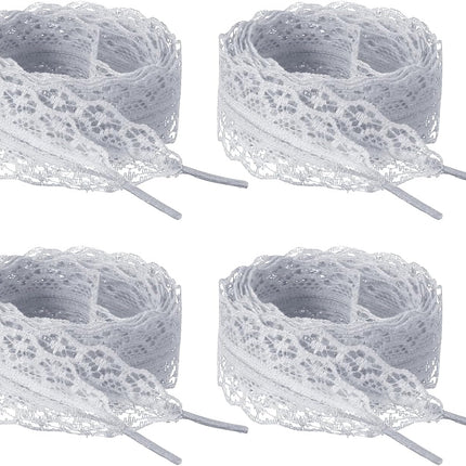 Lace Shoelaces, Fashion Flat Fancy Hollow Shoestring Ribbon Shoe Laces for Women Girls Adult Casual Gray 62.99"