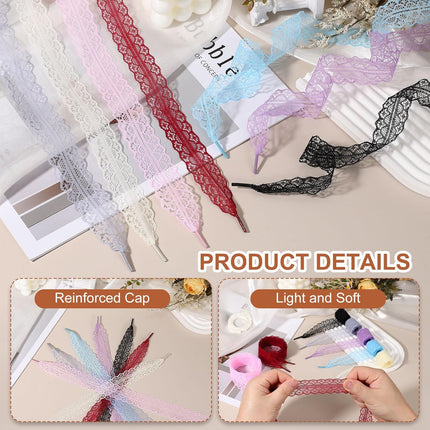 Lace Shoelaces, Fashion Flat Fancy Hollow Shoestring Ribbon Shoe Laces for Women Girls Adult Casual Gray 62.99"