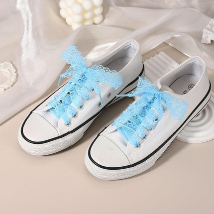 Lace Shoelaces, Fashion Flat Fancy Hollow Shoestring Ribbon Shoe Laces for Women Girls Adult Casual Gray 62.99"